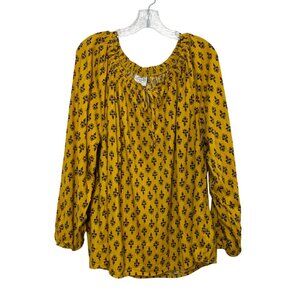 St Johns Bay Long Sleeve Top Womens 2X Gold Stamp New